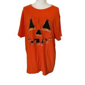 Halloween Jack-o-lantern Orange Short Sleeve Novelty T Shirt Size XL